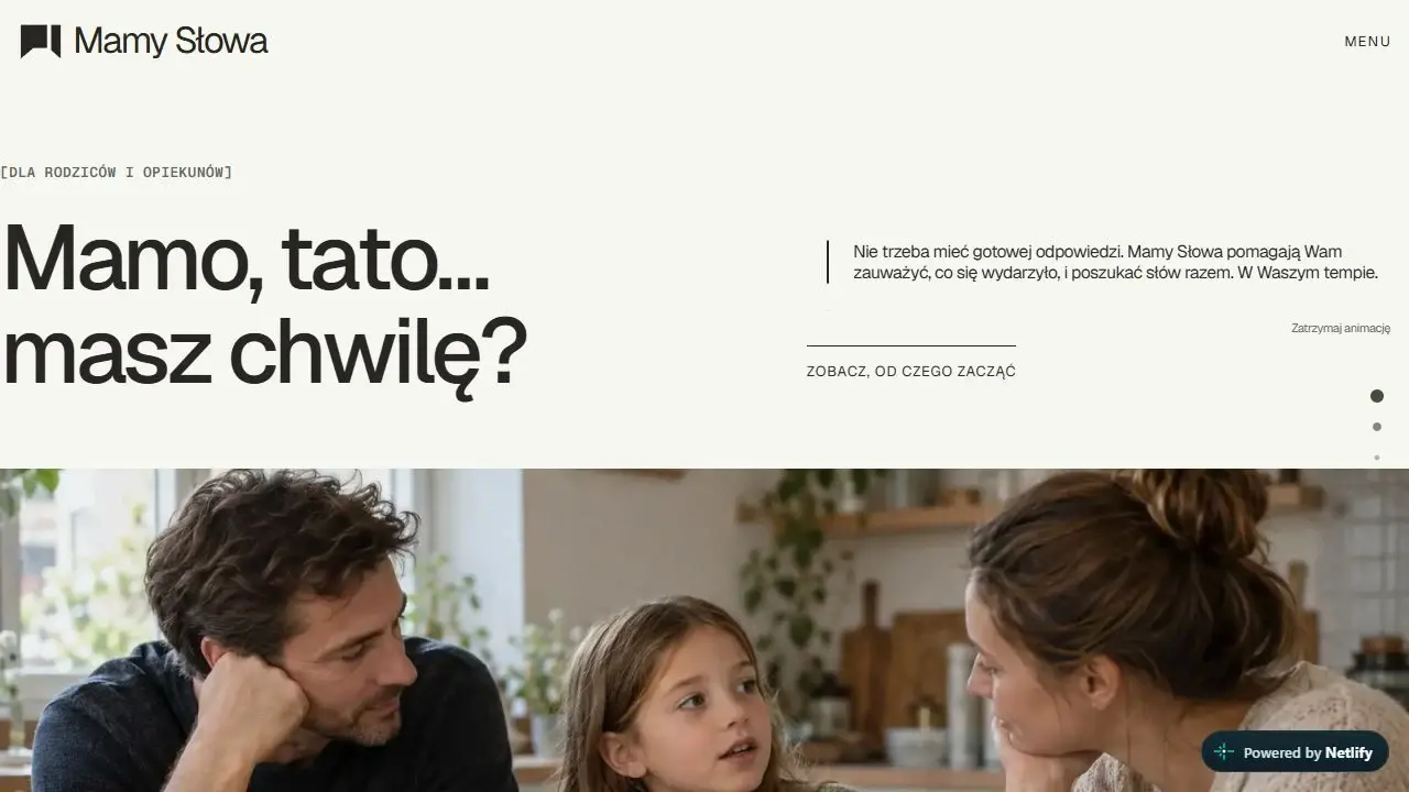 Ścieżka dla rodziców — rzeczywisty zrzut platformy Mamy Słowa
